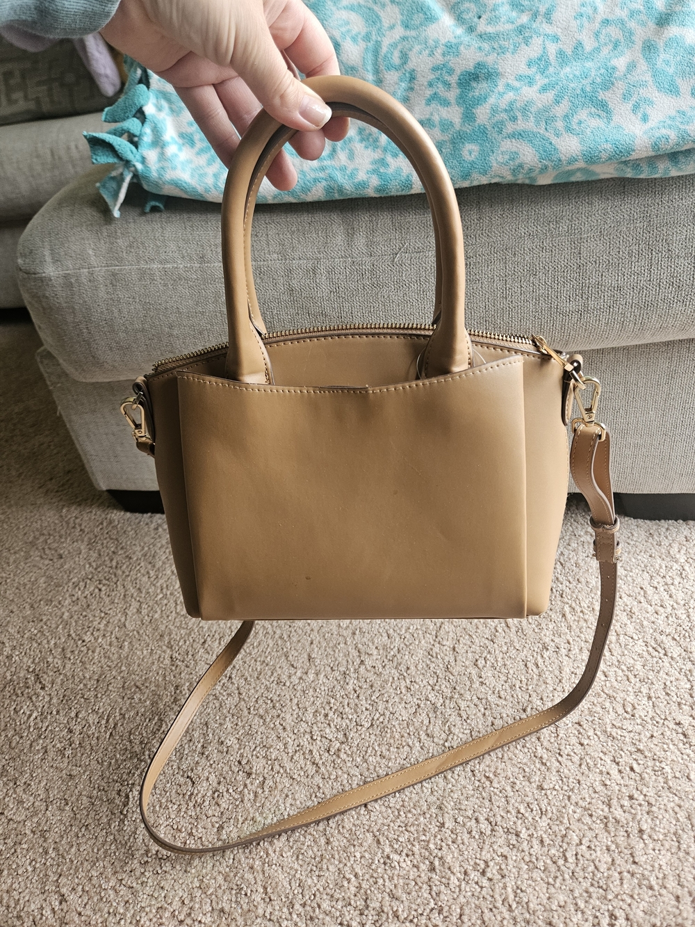Camel Top Handle Crossbody Purse Small Satchel Handbag - Picture 2 of 6